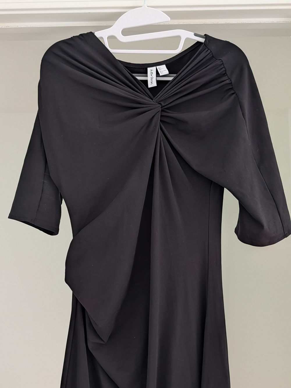 & Other Stories Black Twist-Front Midi Dress
